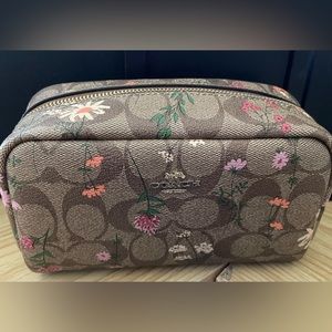 COACH Small Boxy Cosmetic Case In Signature Canvas With Wildflower Print